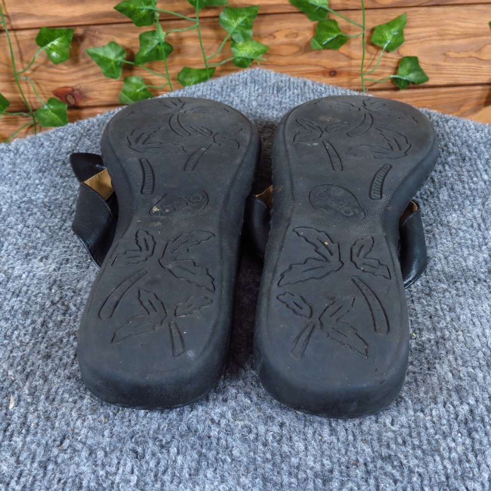 Bolo Women Thong Sandals Size 10 Casual Comfort Flower Embellished Black Slides - Picture 5 of 6
